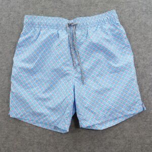 Michaels Swim Trunks Mens Small Light Blue Scallop Fan Print Board Shorts New